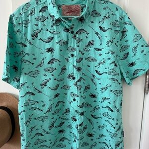 Brooklyn Cloth Teal and Black Casual Button Down Shirt